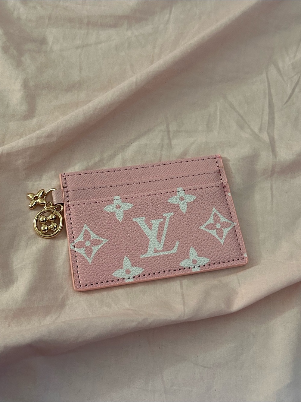 Pink Monogram Card Holder with Charm